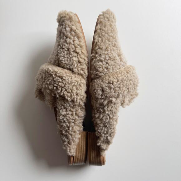 Free People Tan Sherpa At Ease Mule Loafers Size 39/8 - Picture 3 of 7